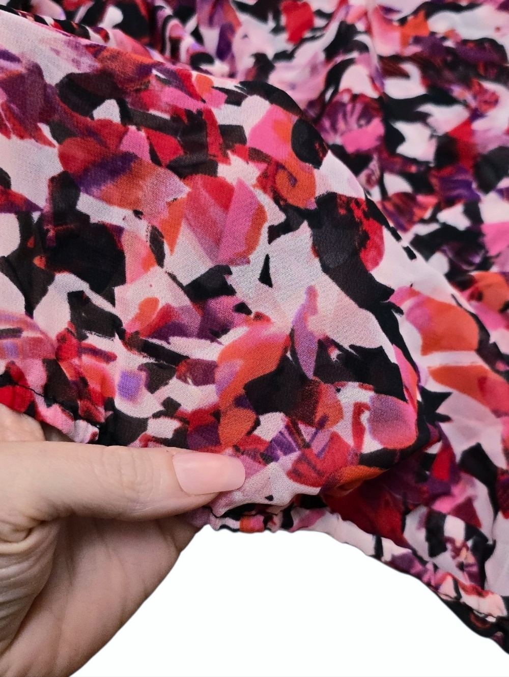 NWT Jennifer Lopez JLO Abstract Floral Sheer Blouse 0X Top Boho Flowy Sleeves - Picture 5 of 8